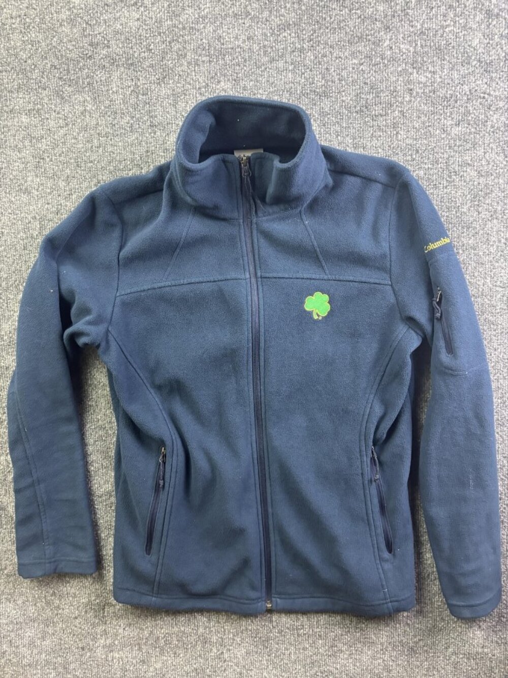 Columbia Jacket Womens Large Blue Fleece Full Zip Irish Shamrock Pockets College
